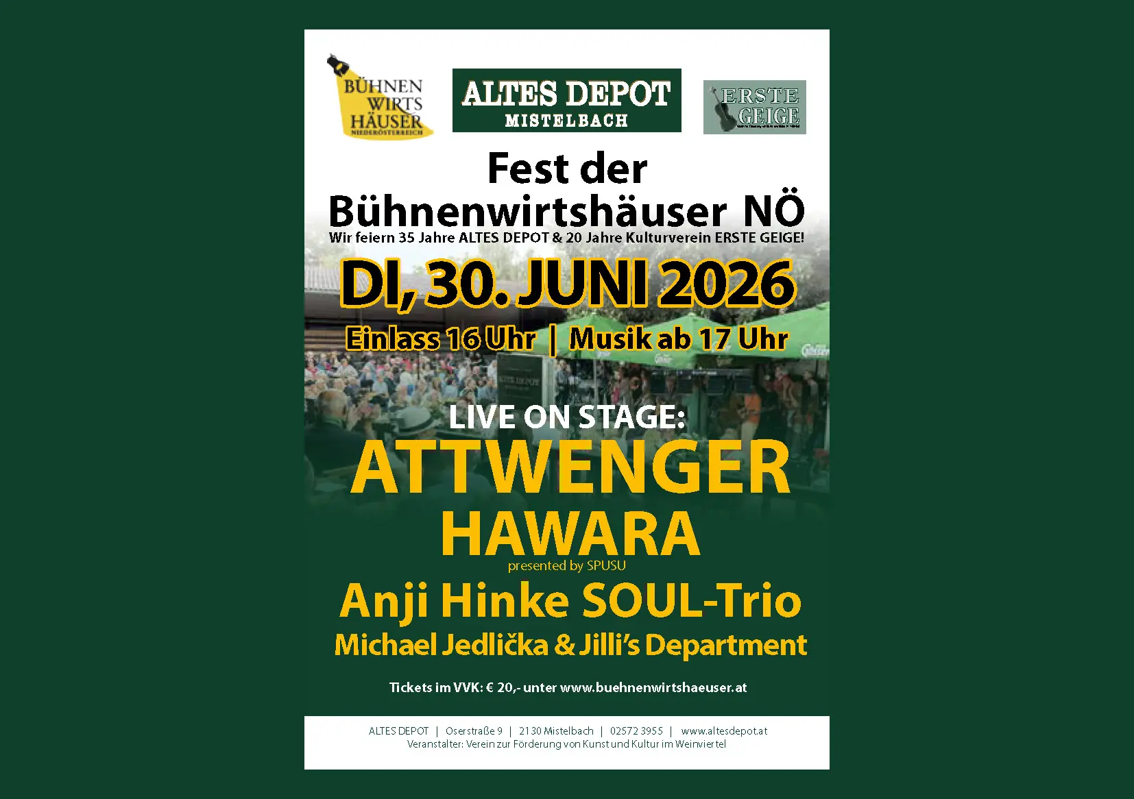 Plakat Fest der Bühnenwirtshäuser NÖ 2026